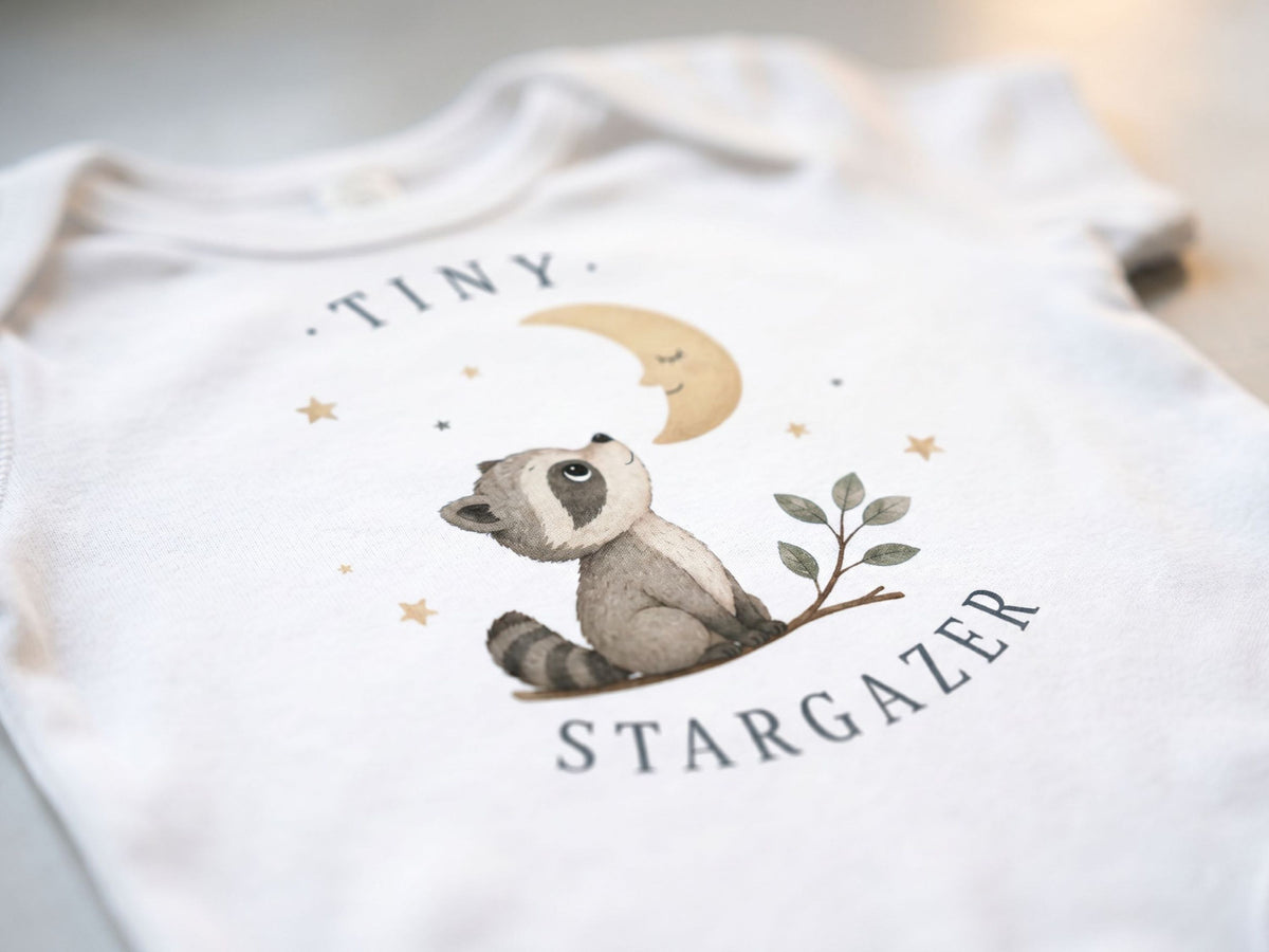 Tiny Stargazer Raccoon Baby Bodysuit