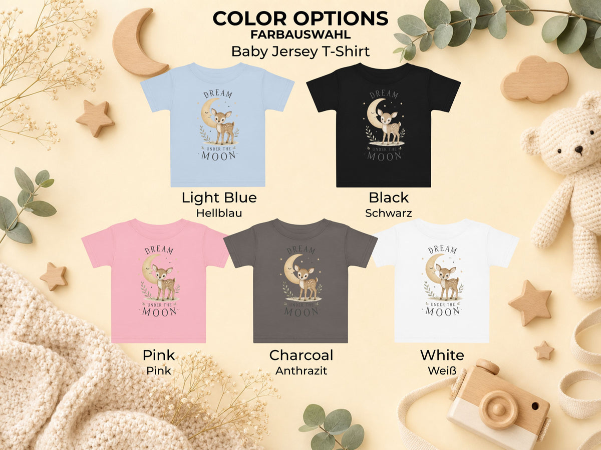 Dream Under The Moon Fawn Baby T-Shirt available color options