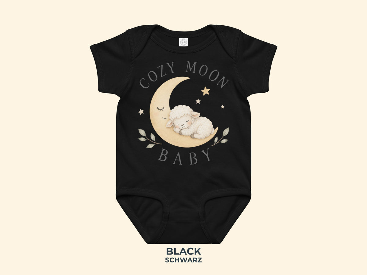 Cozy Moon Baby Lamb Baby Bodysuit in Black