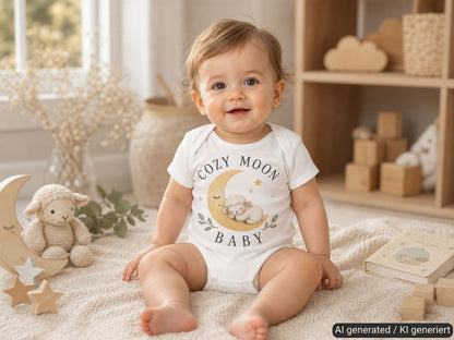 Cozy Moon Baby Lamb Baby Bodysuit, lifestyle photo