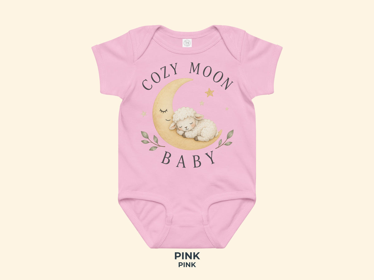 Cozy Moon Baby Lamb Baby Bodysuit in Pink