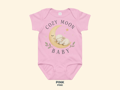 Cozy Moon Baby Lamb Baby Bodysuit in Pink
