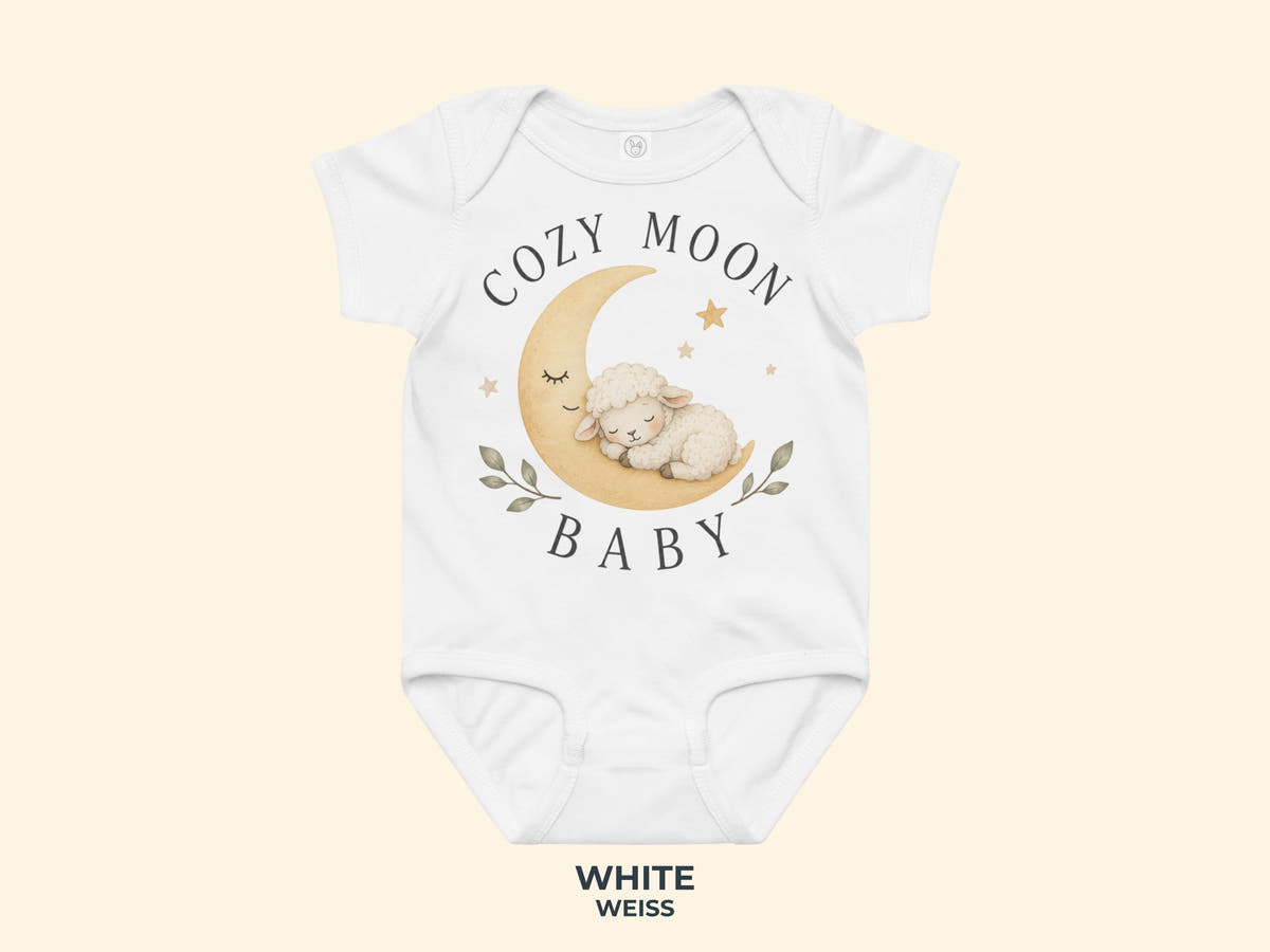 Cozy Moon Baby Lamb Baby Bodysuit in White