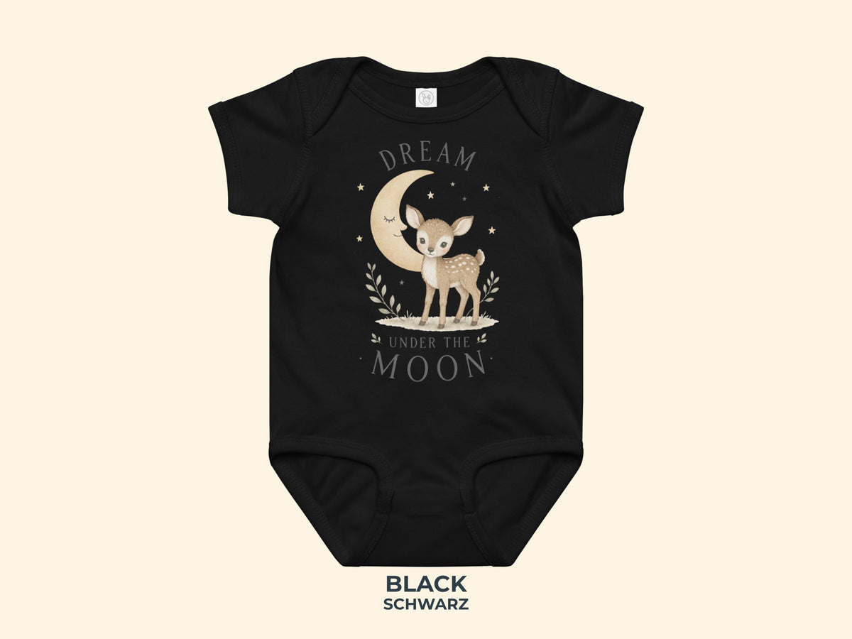 Dream Under The Moon Fawn Baby Bodysuit in Black