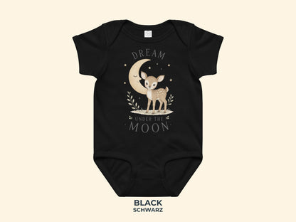 Dream Under The Moon Fawn Baby Bodysuit in Black