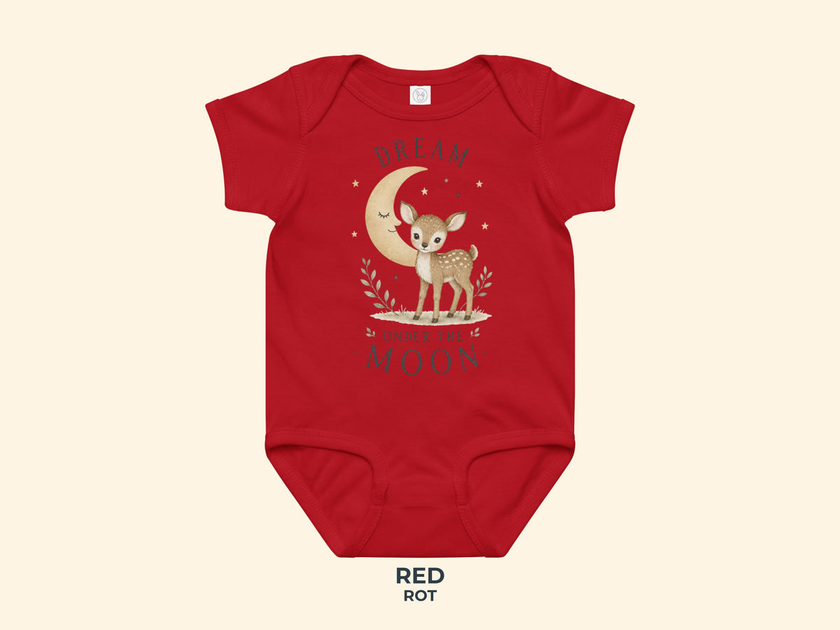 Dream Under The Moon Fawn Baby Bodysuit in Red