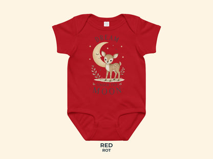 Dream Under The Moon Fawn Baby Bodysuit in Red