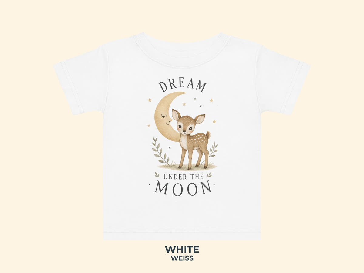 Dream Under The Moon Fawn Baby T-Shirt in White