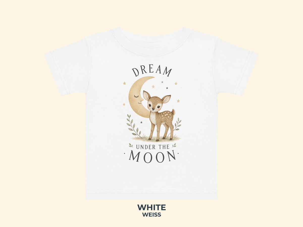 Dream Under The Moon Fawn Baby T-Shirt in White