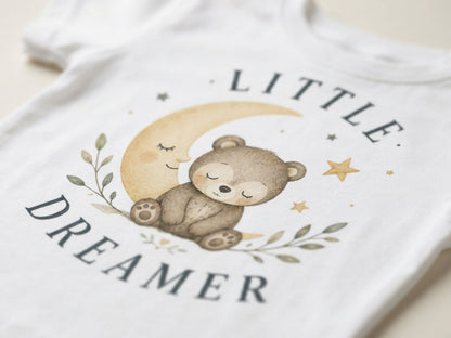 Little Dreamer Teddy Baby T-Shirt fabric close-up detail