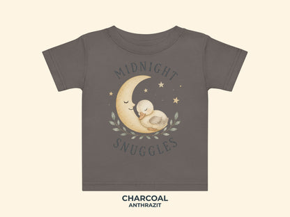 Midnight Snuggles Chick Baby T-Shirt in Charcoal
