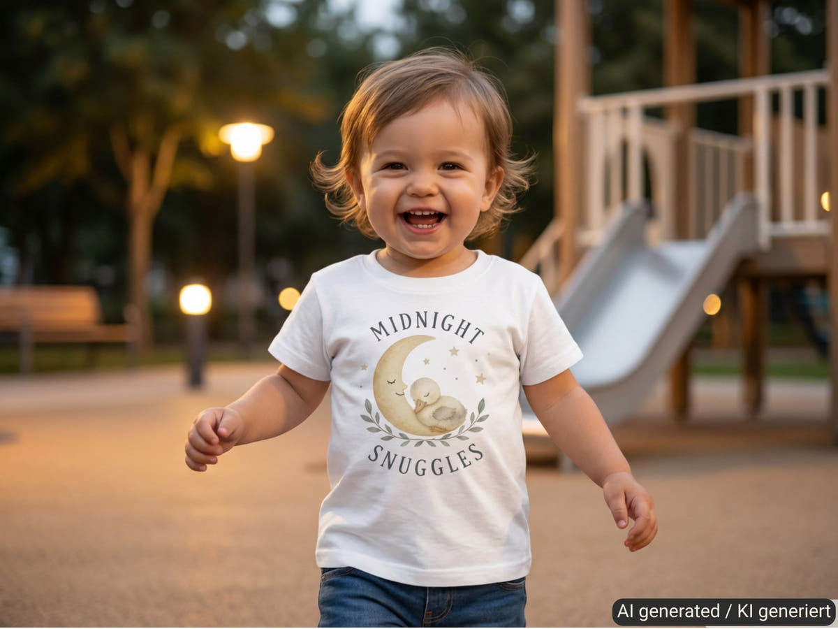 Midnight Snuggles Chick Baby T-Shirt lifestyle photo