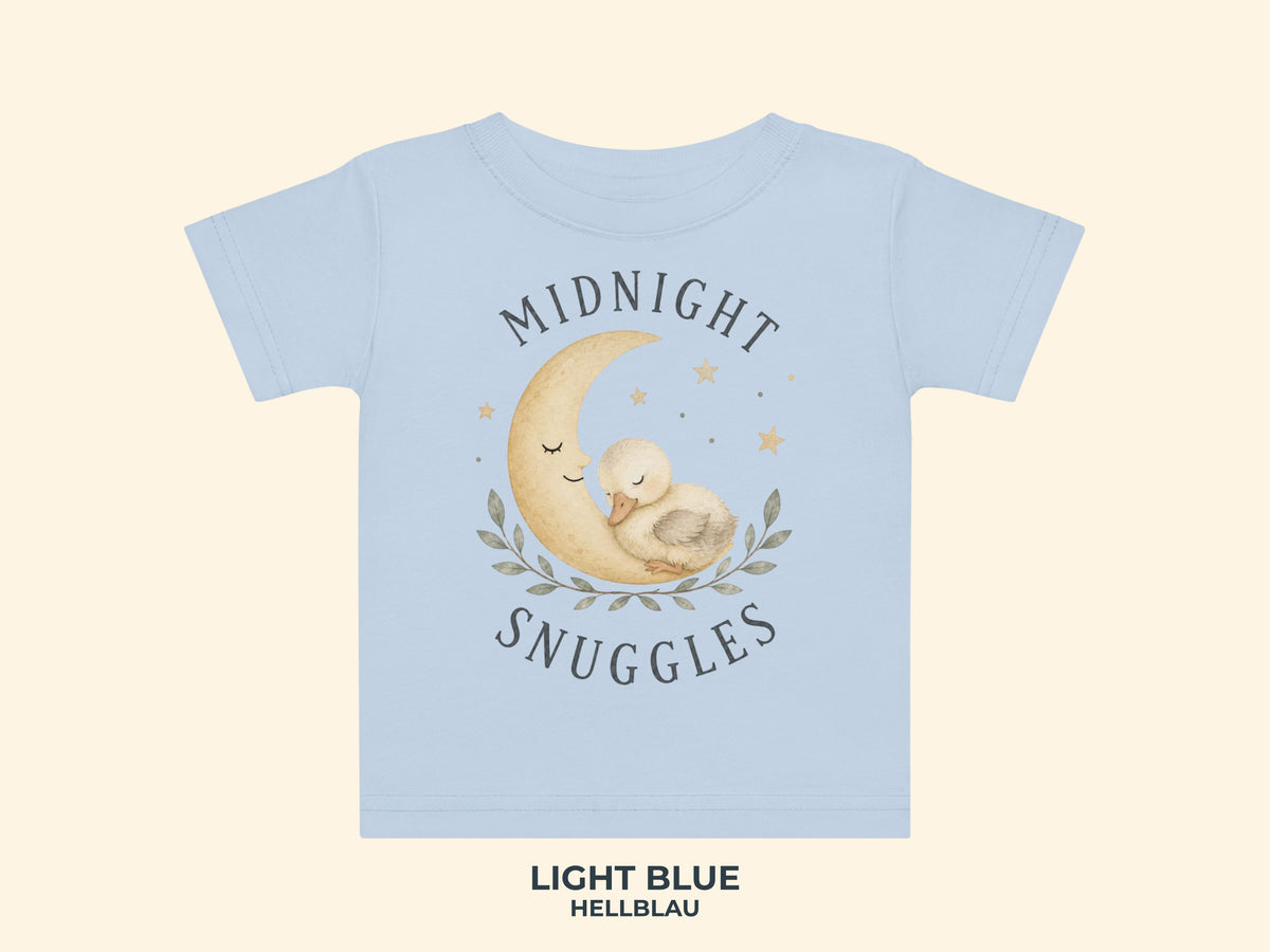Midnight Snuggles Chick Baby T-Shirt in Light Blue