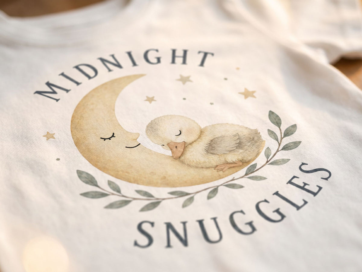 Midnight Snuggles Chick Baby T-Shirt fabric close-up detail