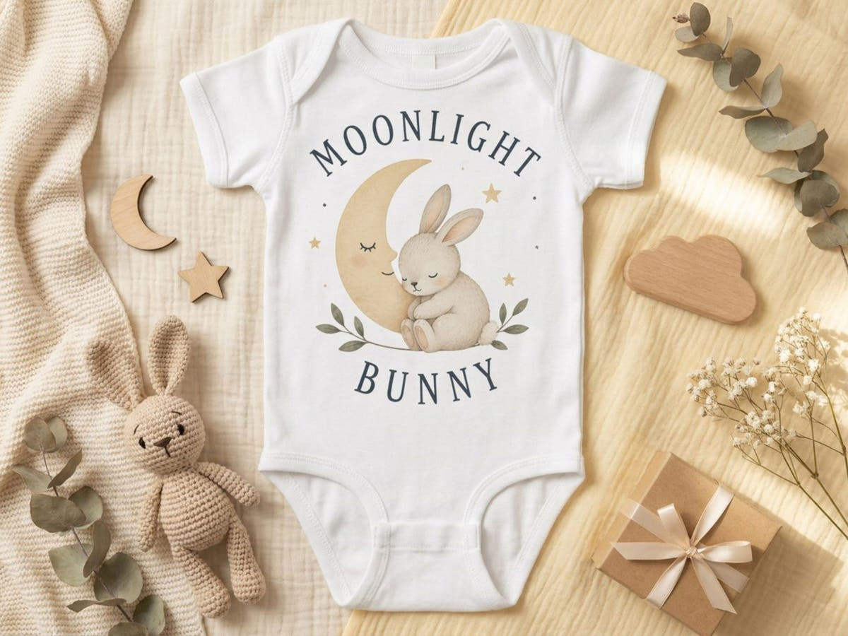 Moonlight Bunny Baby Bodysuit – Odd Hour Supply nursery collection