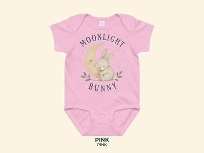 Moonlight Bunny Baby Bodysuit in Pink