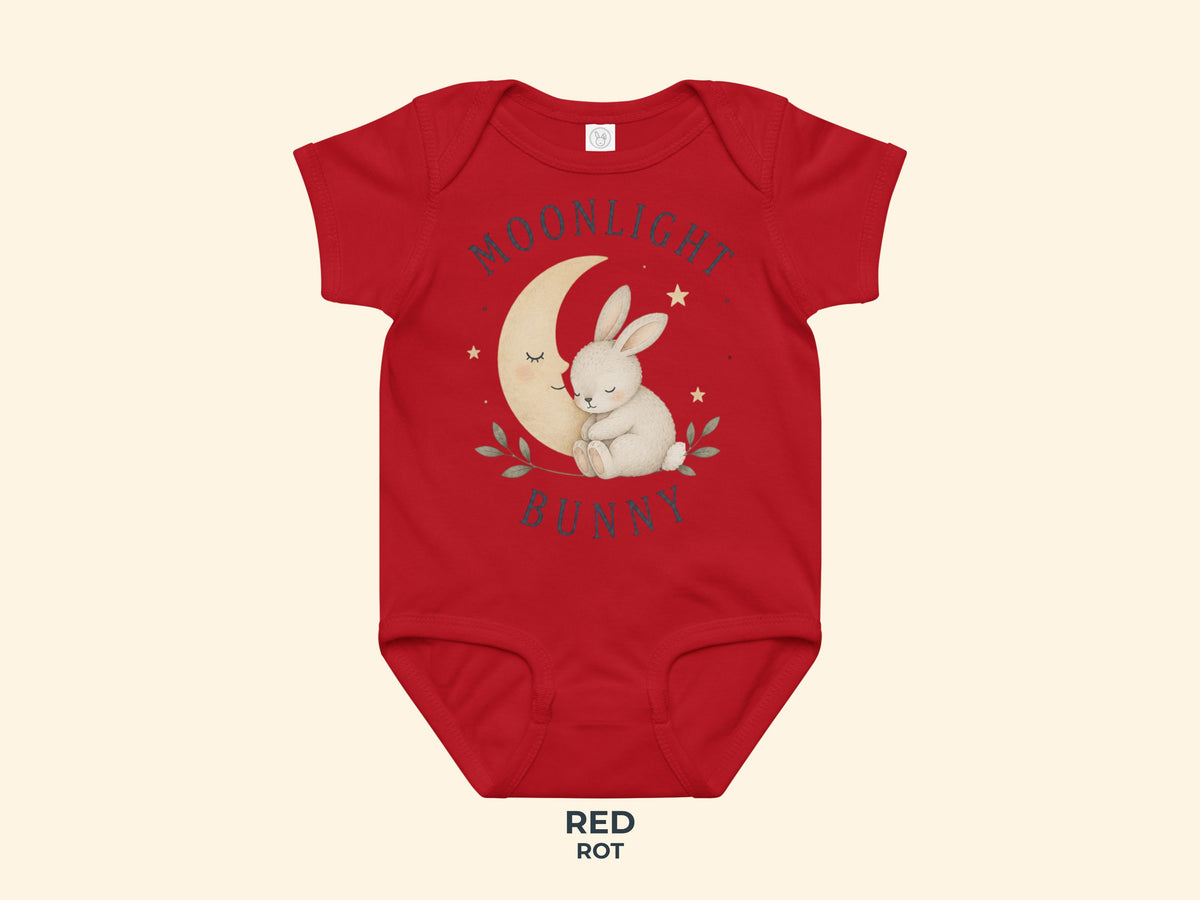 Moonlight Bunny Baby Bodysuit in Red