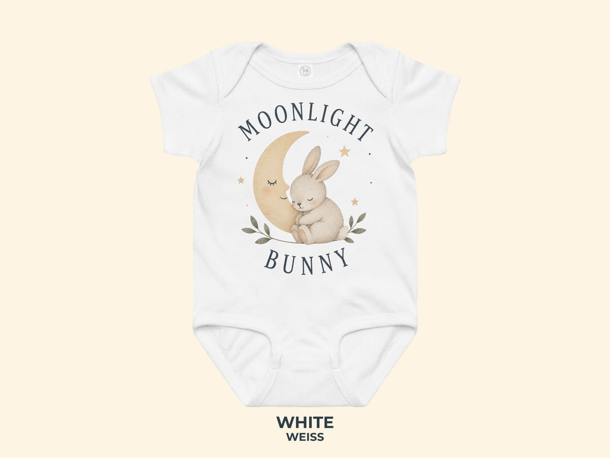 Moonlight Bunny Baby Bodysuit in White