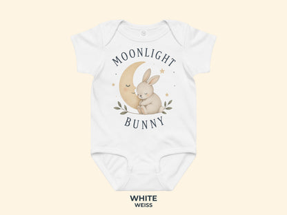 Moonlight Bunny Baby Bodysuit in White