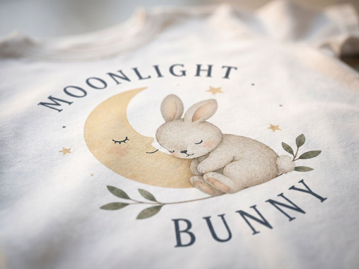Moonlight Bunny Baby T-Shirt fabric close-up detail