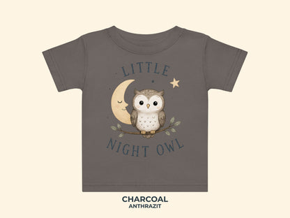 Little Night Owl Baby T-Shirt in Charcoal