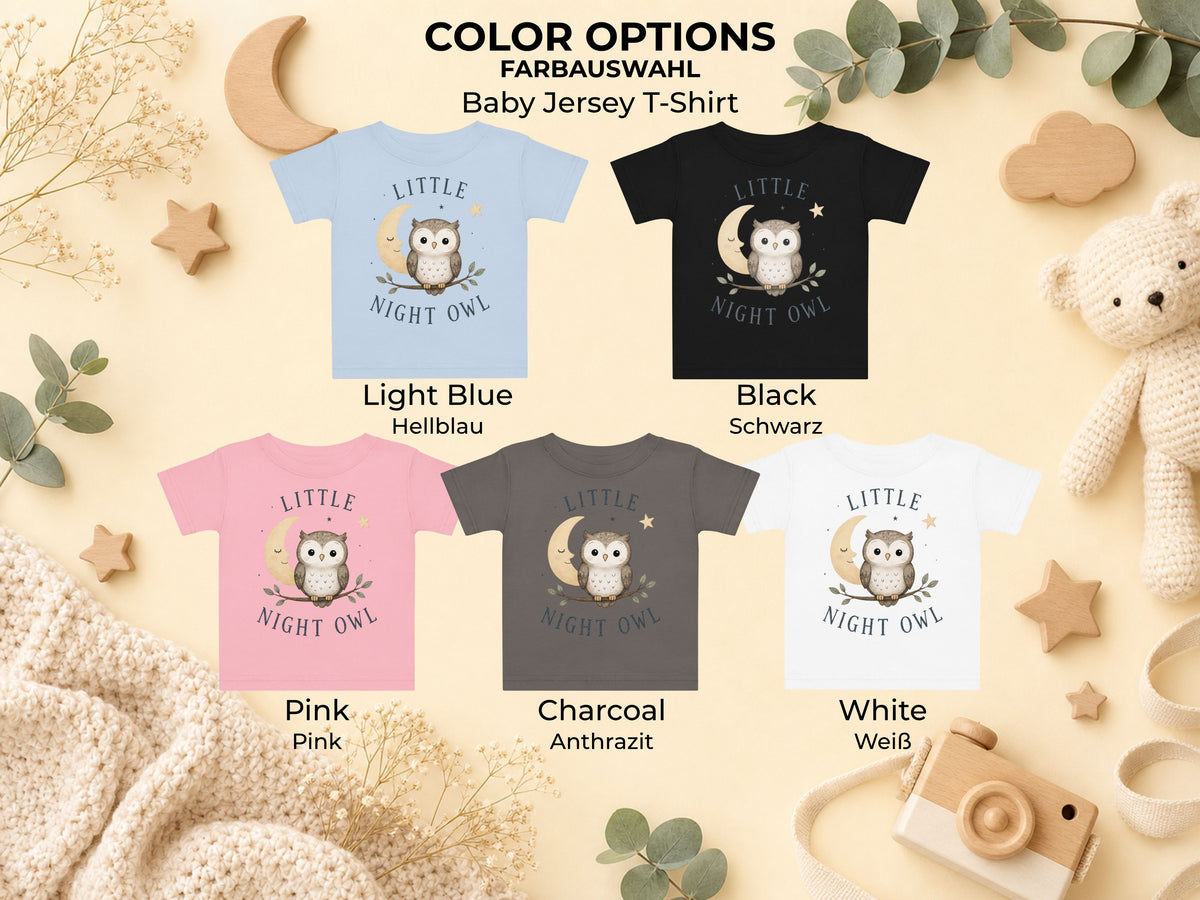 Little Night Owl Baby T-Shirt available color options