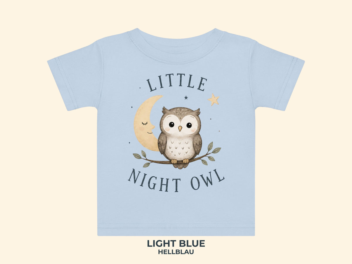 Little Night Owl Baby T-Shirt in Light Blue
