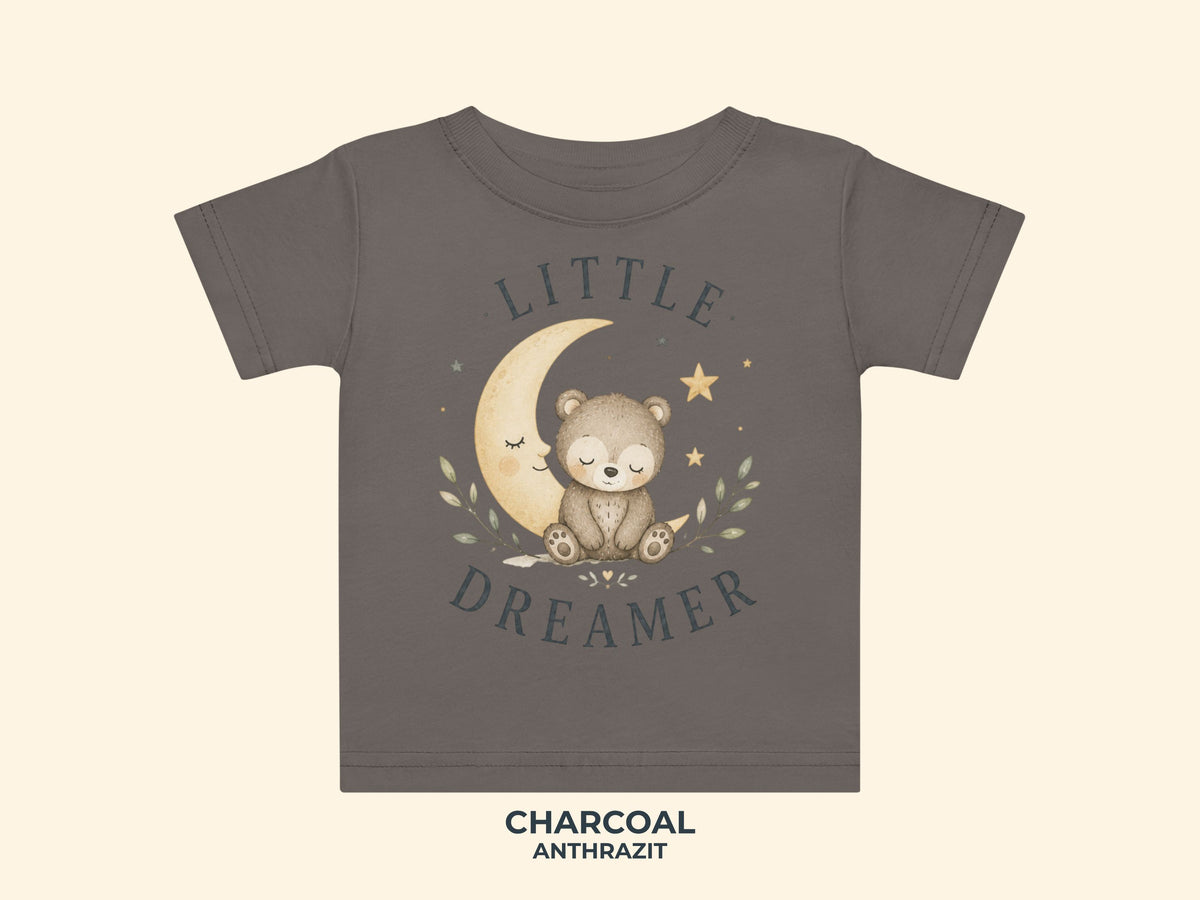 Little Dreamer Teddy Baby T-Shirt in Charcoal