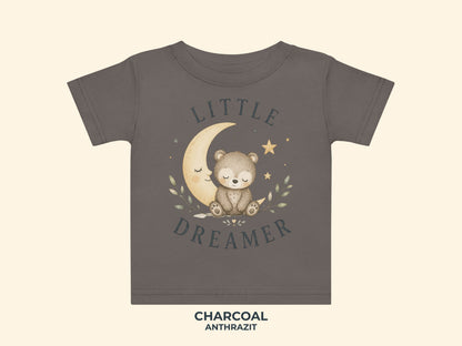 Little Dreamer Teddy Baby T-Shirt in Charcoal