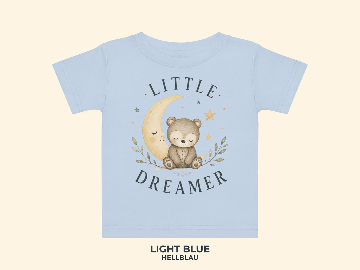 Little Dreamer Teddy Baby T-Shirt in Light Blue