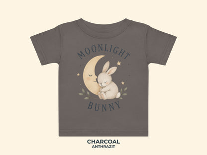 Moonlight Bunny Baby T-Shirt in Charcoal