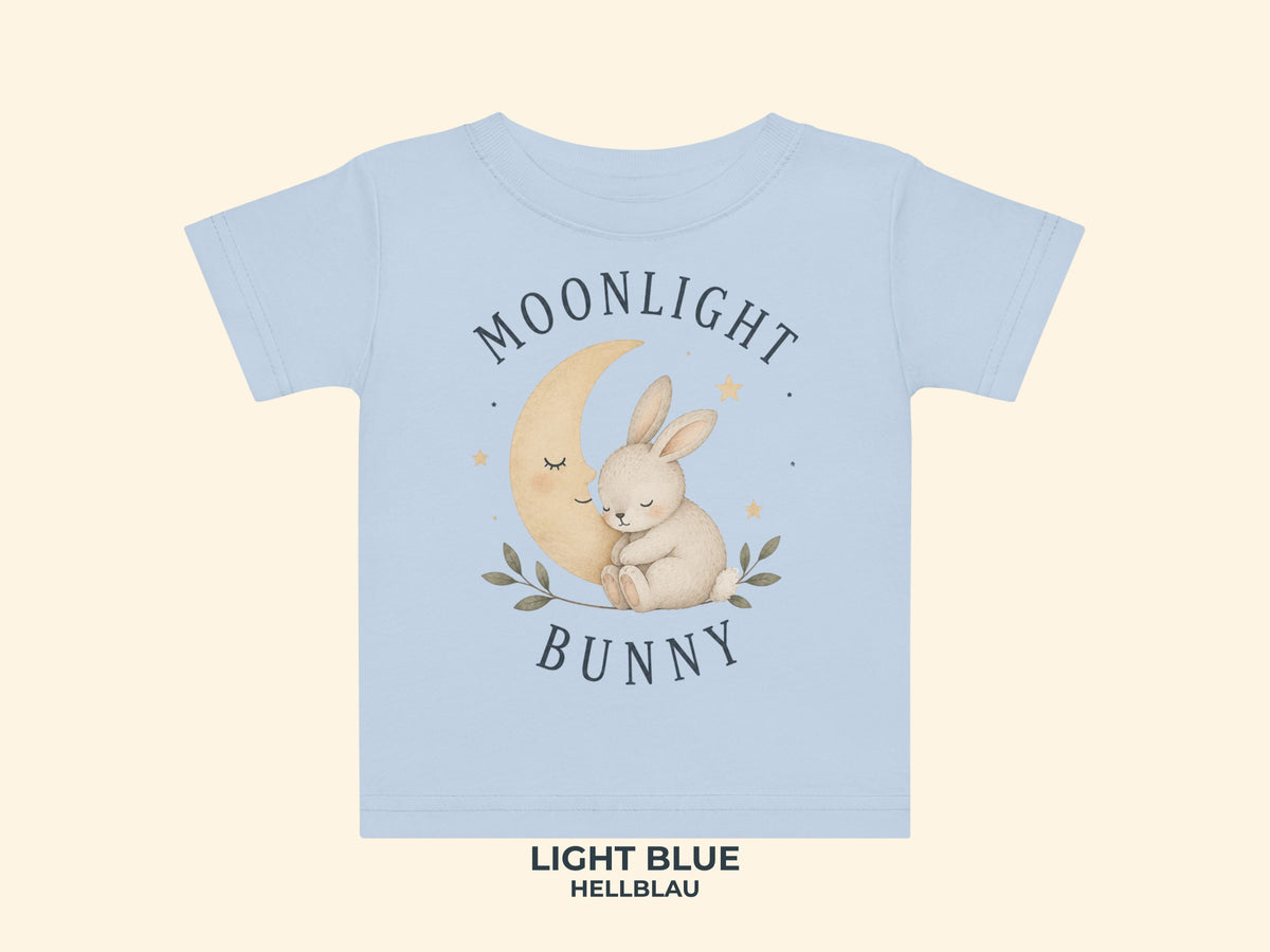 Moonlight Bunny Baby T-Shirt in Light Blue
