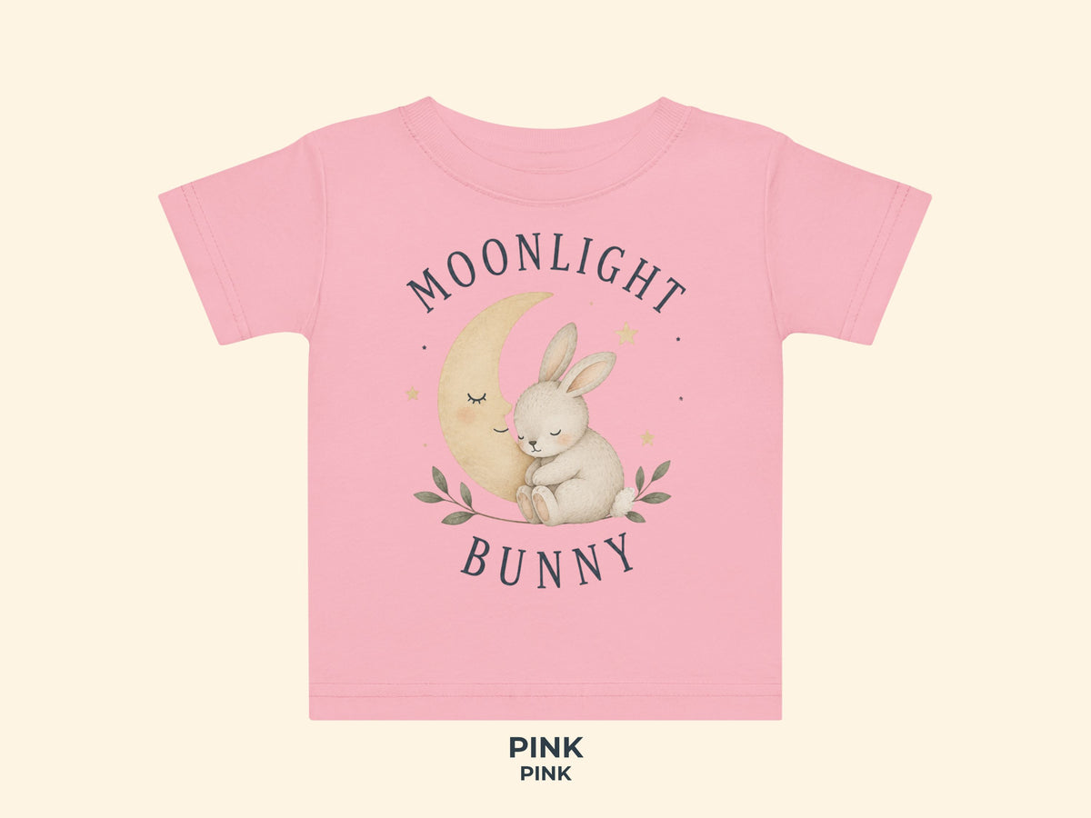 Moonlight Bunny Baby T-Shirt in Pink