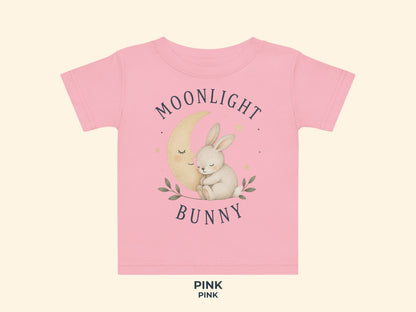 Moonlight Bunny Baby T-Shirt in Pink