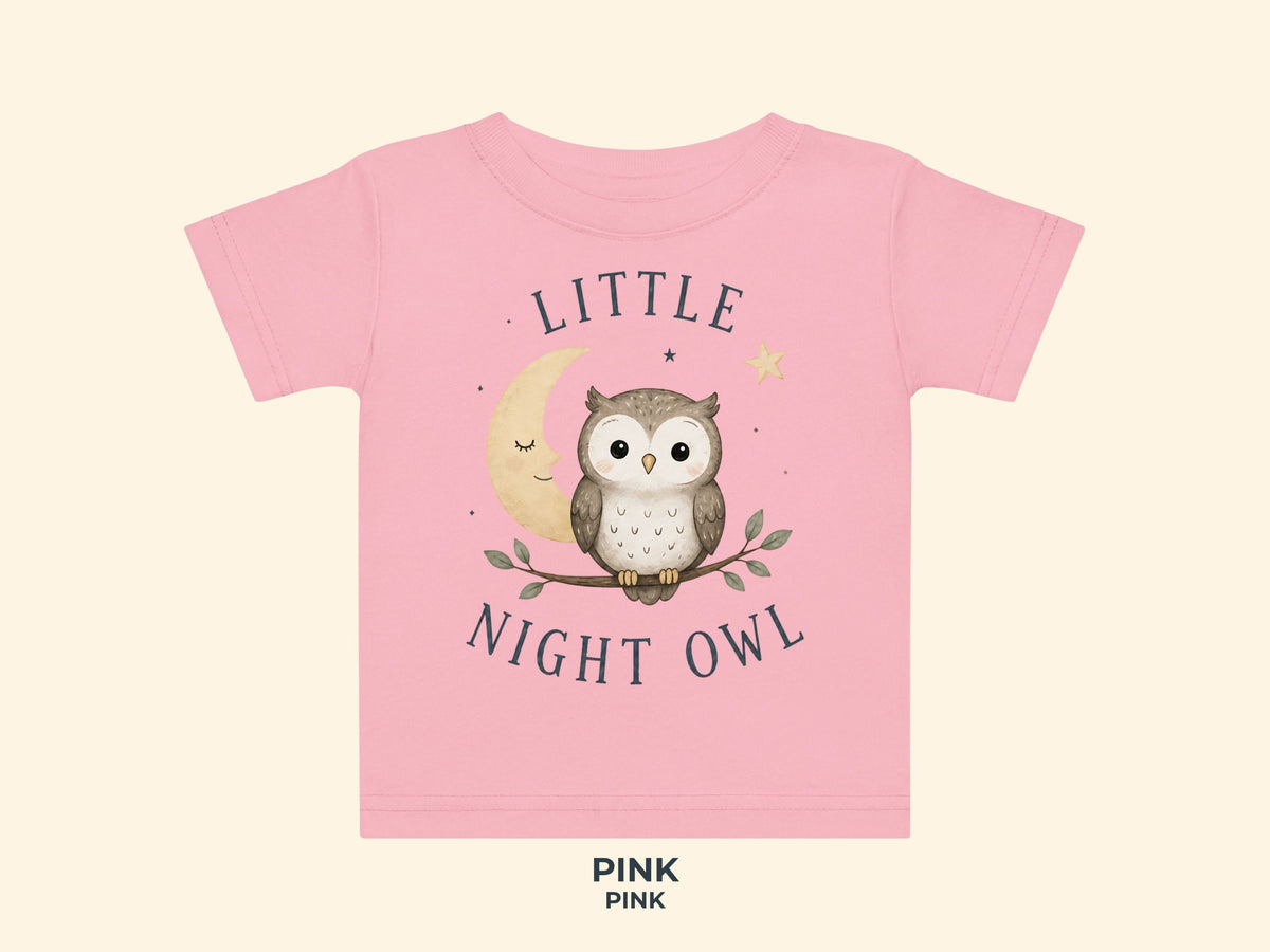 Little Night Owl Baby T-Shirt in Pink