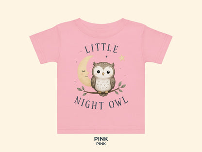 Little Night Owl Baby T-Shirt in Pink