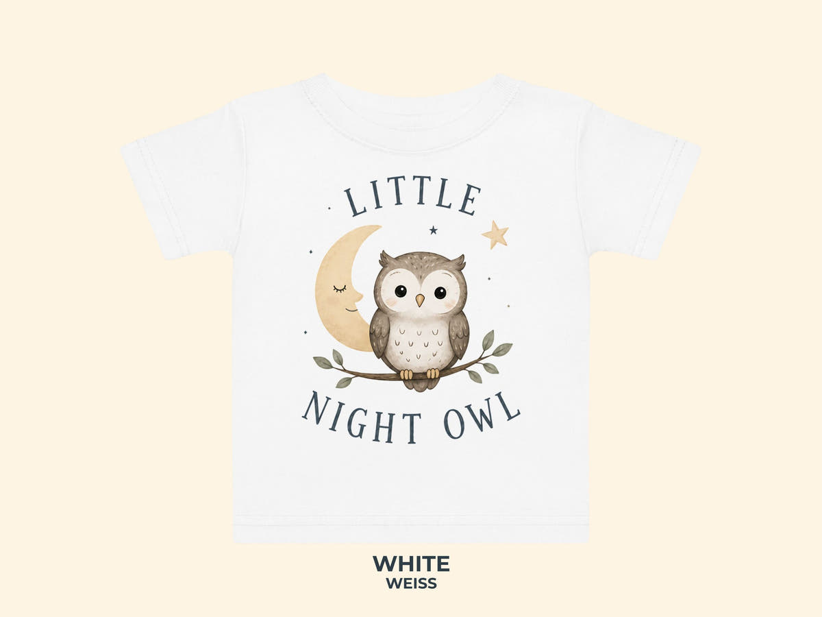 Little Night Owl Baby T-Shirt in White