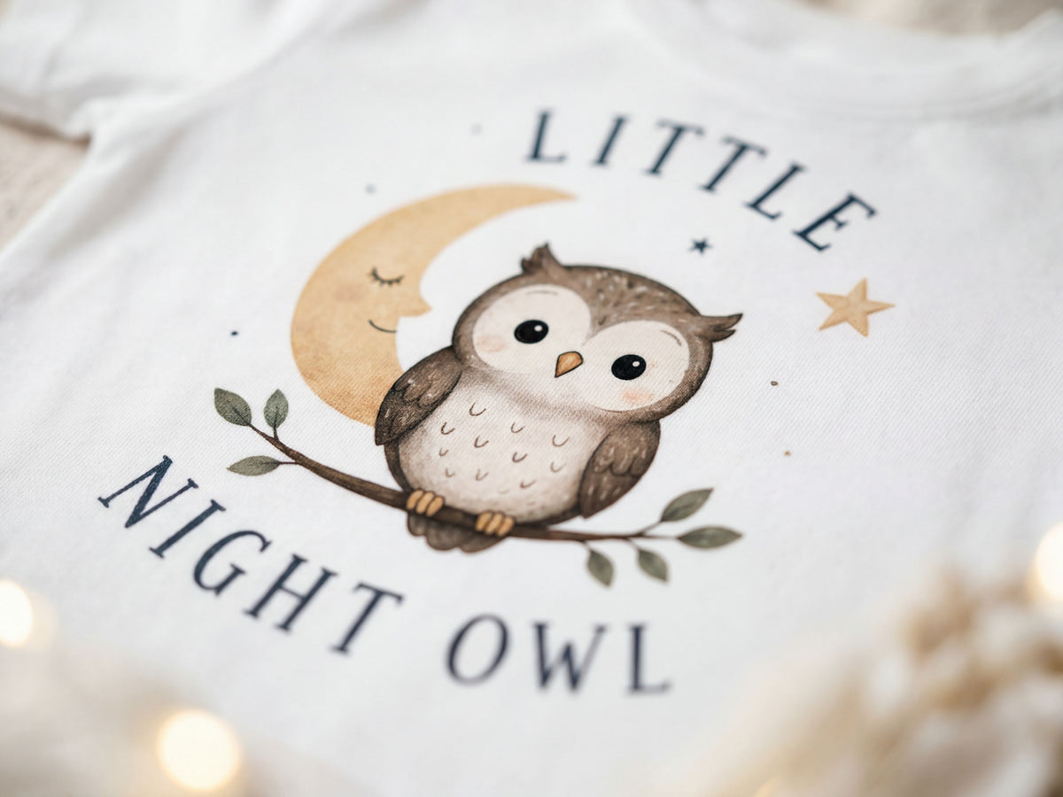 Little Night Owl Baby T-Shirt fabric close-up detail