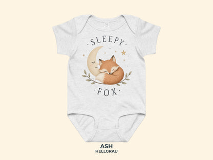 Sleepy Fox Baby Bodysuit in Ash