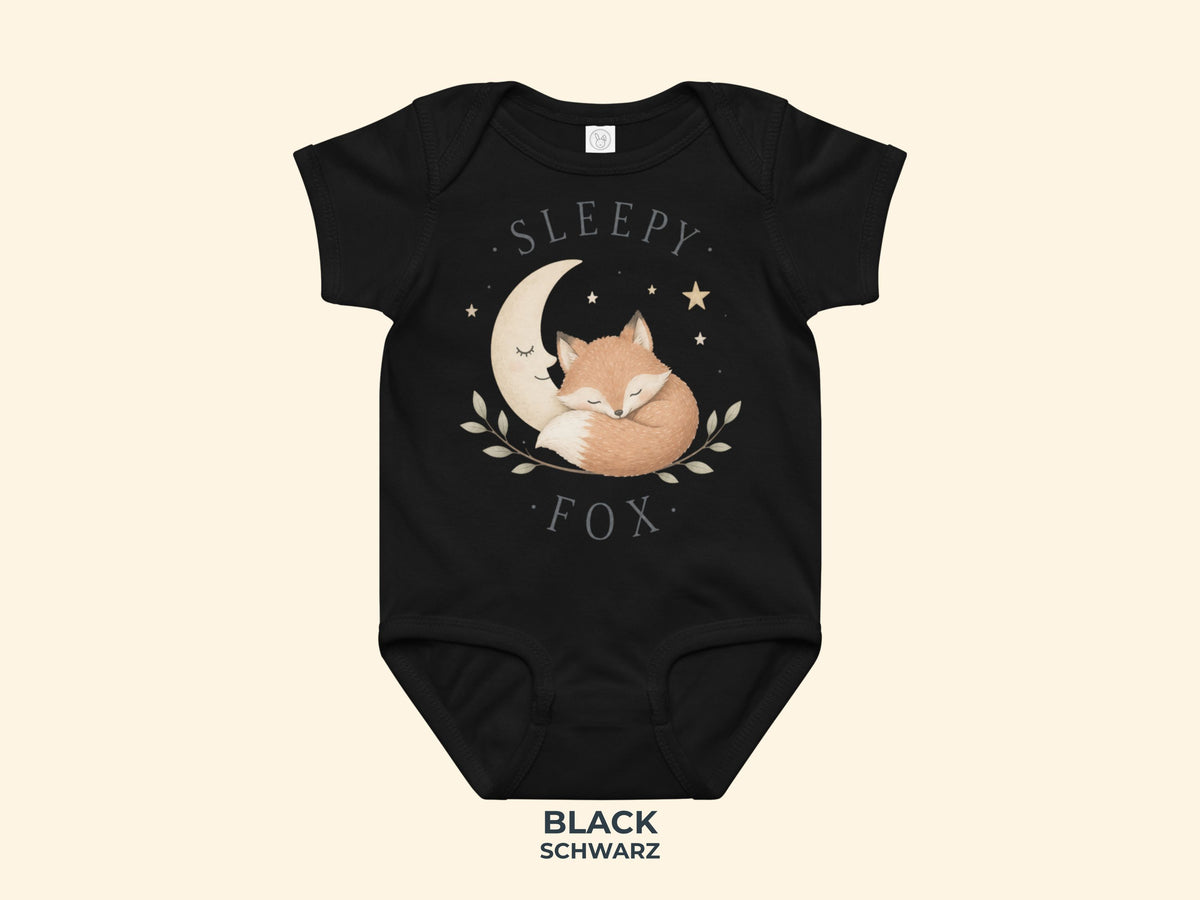Sleepy Fox Baby Bodysuit in Black