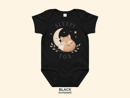 Sleepy Fox Baby Bodysuit in Black