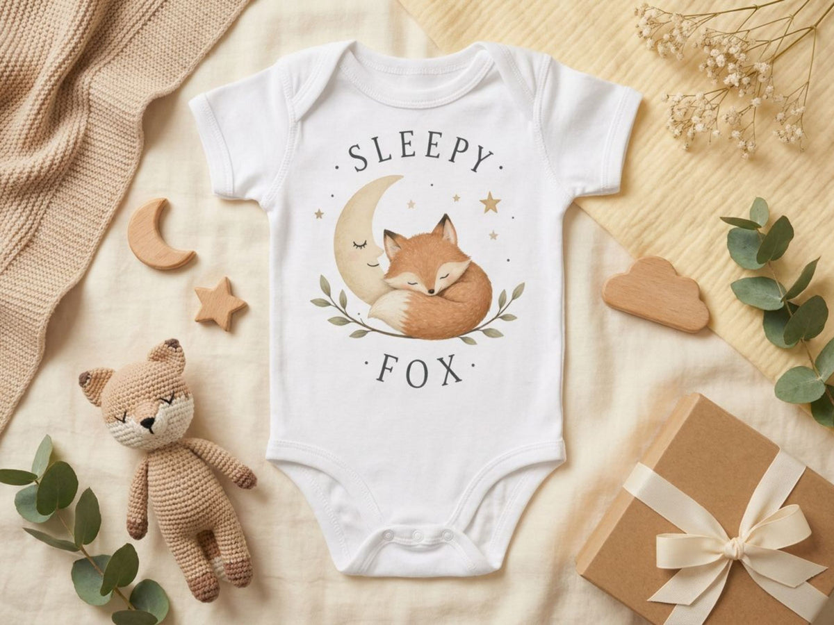 Sleepy Fox Baby Bodysuit – Odd Hour Supply nursery collection