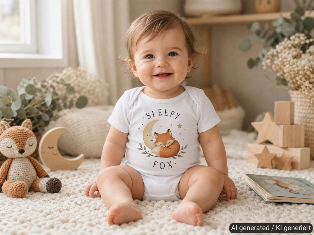 Sleepy Fox Baby Bodysuit lifestyle photo