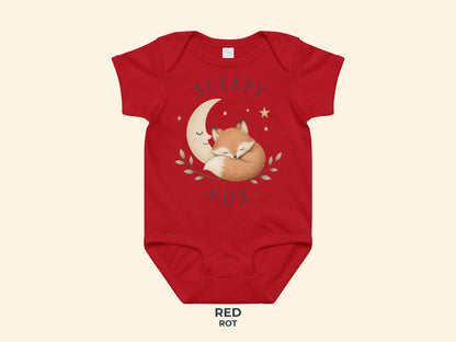 Sleepy Fox Baby Bodysuit in Red