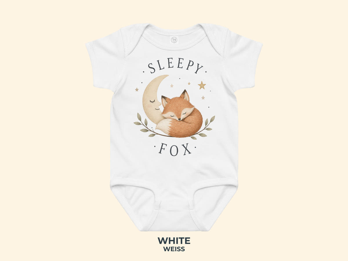 Sleepy Fox Baby Bodysuit in White