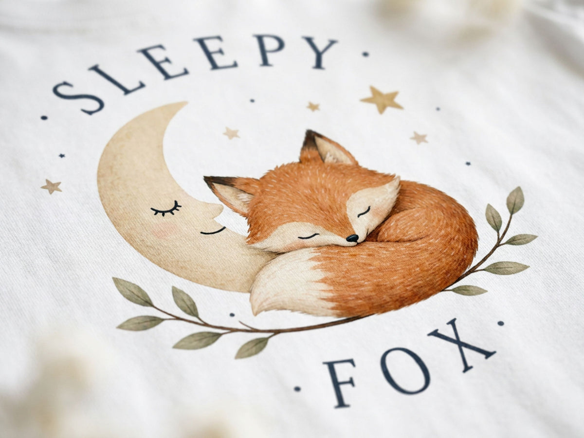 Sleepy Fox Baby T-Shirt fabric close-up detail