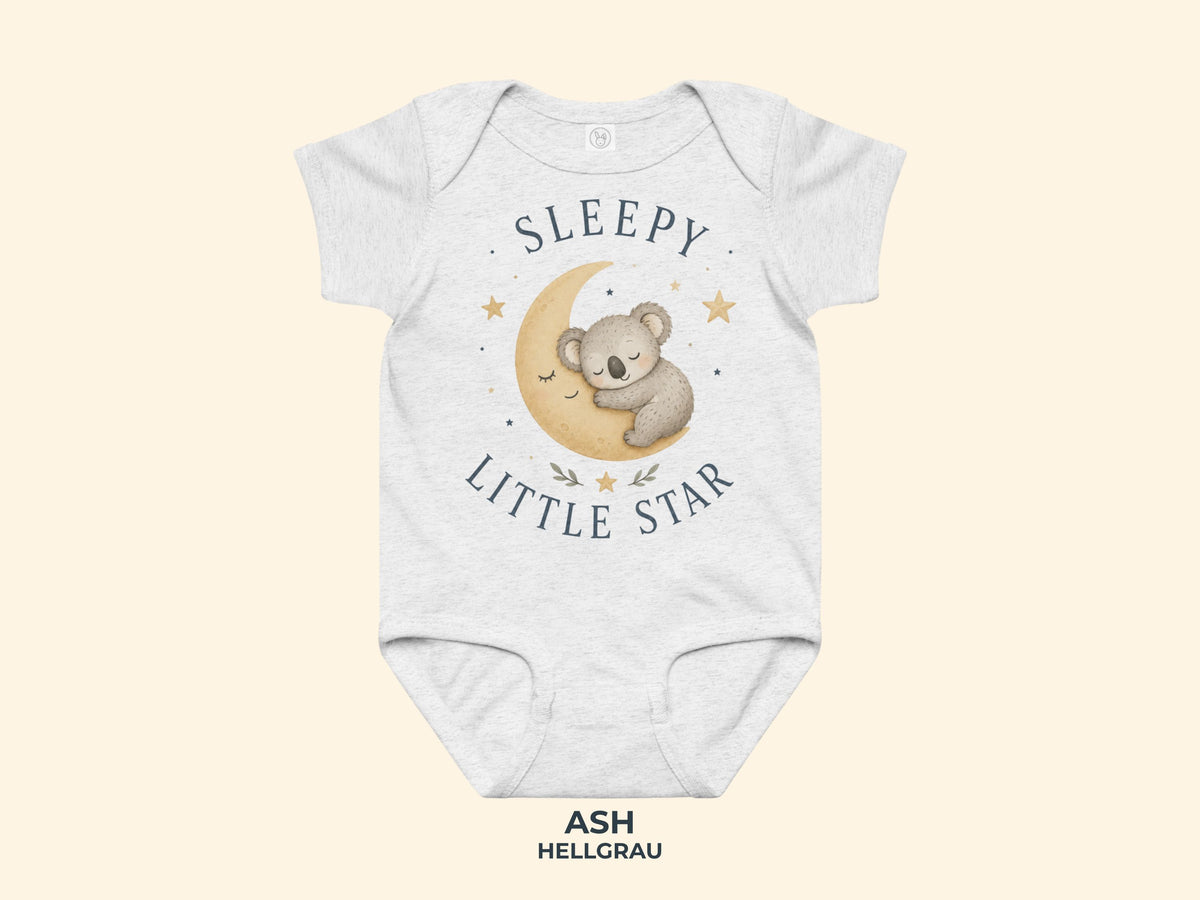 Sleepy Little Star Koala Baby Bodysuit in Ash
