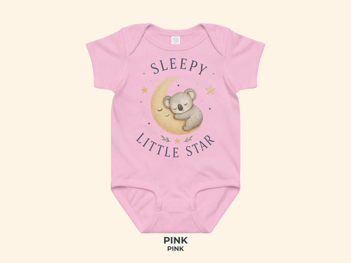 Sleepy Little Star Koala Baby Bodysuit in Pink