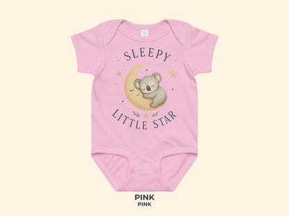 Sleepy Little Star Koala Baby Bodysuit in Pink