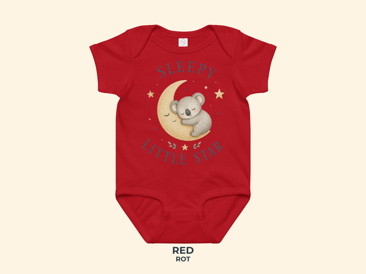 Sleepy Little Star Koala Baby Bodysuit in Red